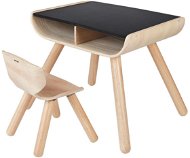 PlanToys Dětský černý stolek a židle - Detský stolík