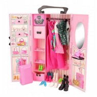 Leventi Šatní skříň rozkládací s panenkou a doplňky - růžová - Doll Accessory