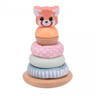 Jouéco The Wildies Family wooden stacking tower with soft rings 12 m+ - Sort and Stack Tower