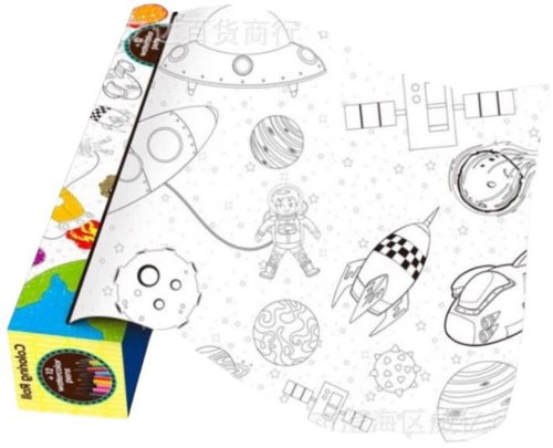 Space wandering Creative fabric colouring book in roll incl. 6 crayons 100 × 20 cm - Colouring Book - Main image