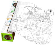 Dinosaur World Creative fabric colouring book in roll incl. 6 crayons 100 × 20 cm - Colouring Book