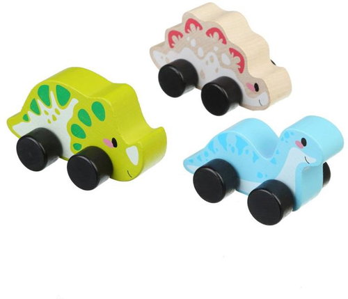 Cubika Happy Dinosaurs - wooden 3-piece set - Toy Car Set - Main image
