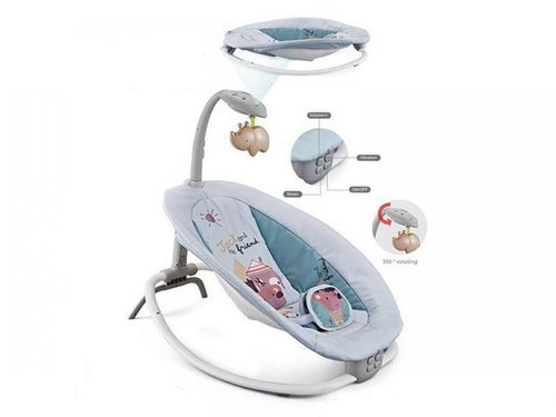 EMPORIO Infant recliner, with vibration, multifunctional, with remote control, grey - Baby Rocker - Main image