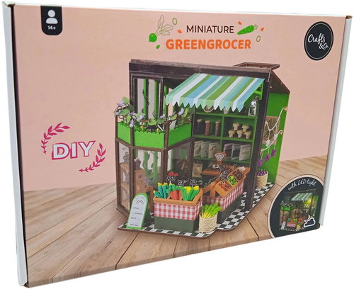 Excellent Miniature DIY house with LED lighting - Green Shop - Creative Kit - Main image