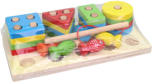 MaDe Wooden fish puzzle, 21 × 10 cm - Sort and Stack Tower - Main image