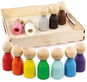 Ulanik Dřevěný Montessori hra  - Peg dolls na prsty - Montessori hračka
