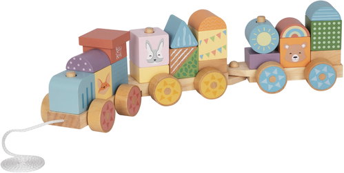 BusyKids Wooden train with blocks - Push and Pull Toy - Main image