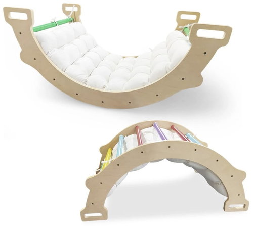 Costway Montessori wooden swing with soft cushion - Pastel - Montessori Rocking Chair - Main image