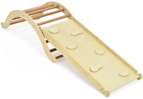 Costway Montessori wooden swing with board and mat Natural - Montessori Rocking Chair - Main image