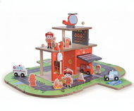 Derrson Dřevěný set hasičská stanice a hasičské auto 2v1 - Auto