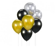 GODAN Sada latexových balónků 30 cm, chromované zlaté, stříbrné a černé, 7 ks - Balonky