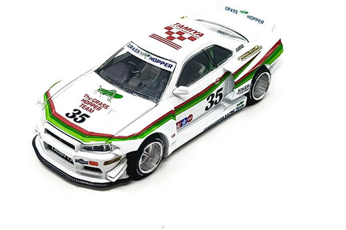 Mini GT Nissan SKYLINE GT-R (R34) TAMIYA THE GRASSHOPPER V1 1999, 1:64 - Metal Model - Main image