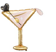 PARTYDECO Balloon foil cocktail glass, rosegold, 80 cm - Inflatable Balloon