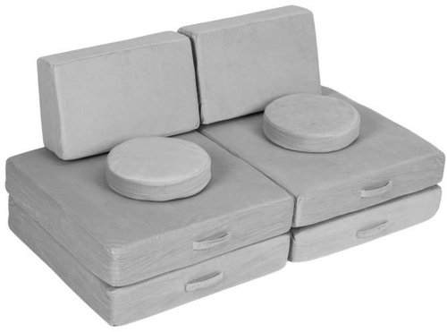 EcoToys TMSRT-14 Modular folding sofa for children, 2 seater, 8 cushions, grey - Children's sofa - Main image