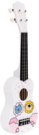 EcoToys MF019G Children's wooden guitar with 4 nylon strings and pick, white - Guitar for Kids