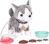 MULTISTORE HC750207-GY Interactive Husky dog on a leash with melodies - Interactive Animal Toy