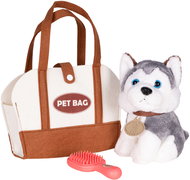 MultiStore HC750229 Plush dog in Husky bag, with brush - Interactive Animal Toy