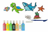 LEAN Toys 15717 Window Stickers Sea Animals, 8 colours and glitter - Glass Paints
