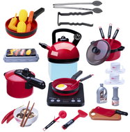 LEAN Toys 25100 Kitchen set with faucet hob, 36 pieces - Toy Kitchen Utensils