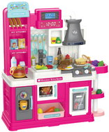 LEAN Toys 28018 Interactive Kids Kitchen 64 pieces - water, steam and changing food, pink - Play Kitchen
