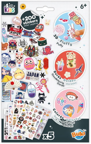 BUKI France Set of 200+ Manga Stickers - Kids Stickers - Main image