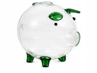 Verk 27693 Skleněná pokladnička prasátko se zelenými detaily - Piggy Bank