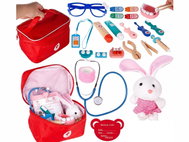 iMex Toys Doktorská sada XXL, červený kufřík - Kids Doctor Briefcase