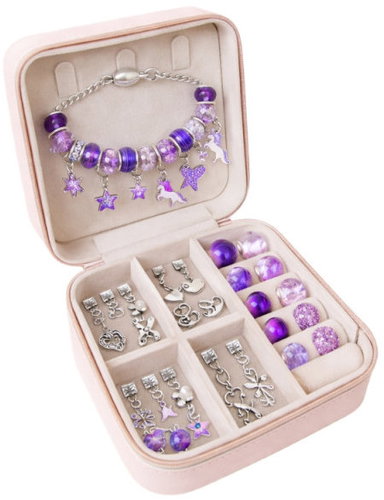 Verk 18321 Sada na výrobu náramků a náhrdelníků s přívěsky, 66 prvků, fialová - Jewellery Making Set - Main image