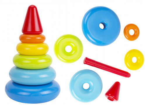Micro Trading Plastic Pyramid 20cm with 6 Rings - Sort and Stack Tower - Main image