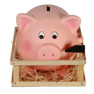 OOTB Keramická pokladnička prasátko v chlívku, s kladívkem XXL - Piggy Bank