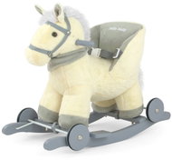 Milly Mally Houpací koník Polly 2 v 1 s kolečky – plyšový, zvukový, šedý - Rocking Horse