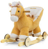 Milly Mally Houpací koník Polly 2 v 1 s kolečky – plyšový, zvukový, sv. hnědý - Rocking Horse