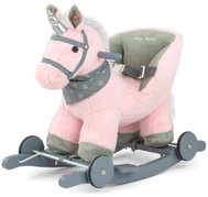 Milly Mally Houpací koník Polly 2 v 1 s kolečky – plyšový, zvukový, růžový - Rocking Horse