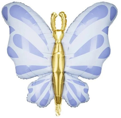 PARTYDECO Butterfly Foil Balloon 90cm, Blue - Balloons - Main image