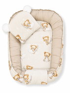 Baby Nellys Reversible Sleepy Teddy Nest, Pad + 3D Pillow, Beige - Baby Nest