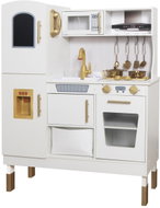 Derrson XXL Wooden Interactive Kitchen White/Gold W5259 with Running Water - Play Kitchen