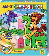 Amos Glass Paint Set 8×22ml, 2 Liners, Stencils, Film - Glass Paints