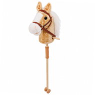 LEAN Toys 30982 Kůň na tyči se zvuky a kolečky, Hobby Horse, 100 cm, béžový - Stick Horse