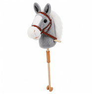 LEAN Toys 30981 Kůň na tyči se zvuky a kolečky, Hobby Horse, 100 cm, šedý - Stick Horse