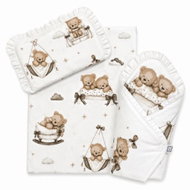 Baby Nellys 3D Doll Set, Swaddle, Duvet and Pillow, Teddy Bears, Beige - Doll Accessory