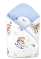 Miminu Bavlněná zavinovačka pro miminka 75 × 75 cm – měkká, na suchý zip, medvídci modří - Swaddle Blanket