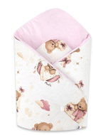 Miminu Bavlněná zavinovačka pro miminka 75 × 75 cm – měkká, na suchý zip, medvídci růžoví - Swaddle Blanket