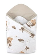 Miminu Bavlněná zavinovačka pro miminka 75 × 75 cm – měkká, na suchý zip, medvídci béžová - Swaddle Blanket