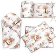 Baby Nellys Sada 3D Mantinel s povlečením + zavinovačka, liška, béžovobílá - Crib Bumper