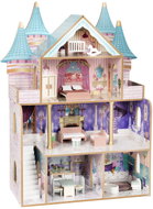 ECOTOYS EF8306 Dřevěný domeček pro panenky Bella, zámek s příslušenstvím - Doll House