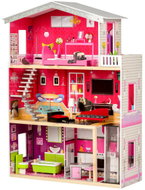 ECOTOYS 4118 Dřevěný domeček pro panenky s výtahem Malibu Rezidence - Doll House