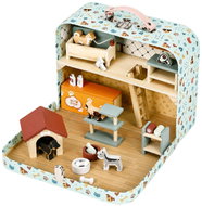 ECOTOYS EF4172 Dvoupatrový zvířecí obchod v kufříku, dřevěná sada, 23 doplňků - Children's Playhouse