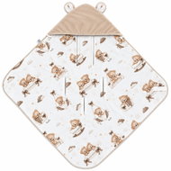 Baby Nellys Oteplená zavinovací deka s kapucí Medvídci, 90 × 90 cm, béžová - Swaddle Blanket