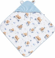 Baby Nellys Oteplená zavinovací deka s kapucí Medvídci, 90 × 90 cm, modrá - Swaddle Blanket