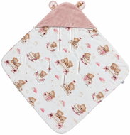 Baby Nellys Oteplená zavinovací deka s kapucí Medvídci, 90 × 90 cm, růžová - Swaddle Blanket